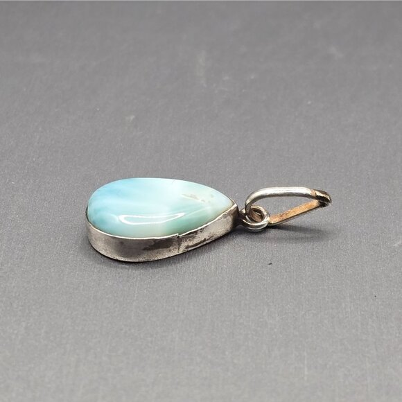 VTG Sterling Silver Larimar Teardrop Pendant 1 1/8" Dominican Republic 3.56g - Picture 2 of 8